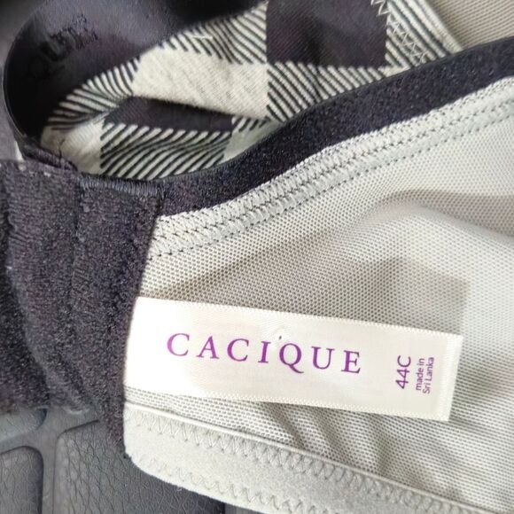 Lane Bryant Cacique Black and Gray Plaid Tshirt Comfort Bra 44C NWT - Picture 7 of 7